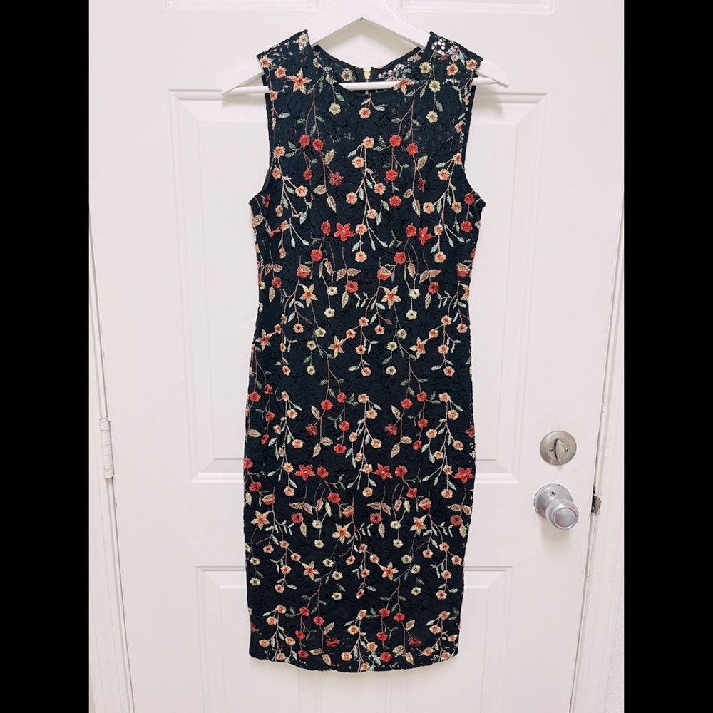 Calvin Klein Floral Embroidered Bodycon Sheath Dress